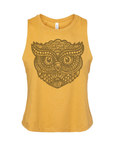 Zentangle Owl · Cropped Tank · Tonal