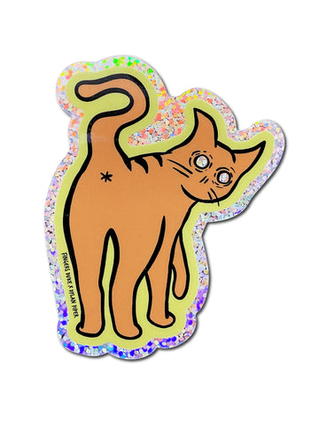 Orange Cat・Glitter Sticker