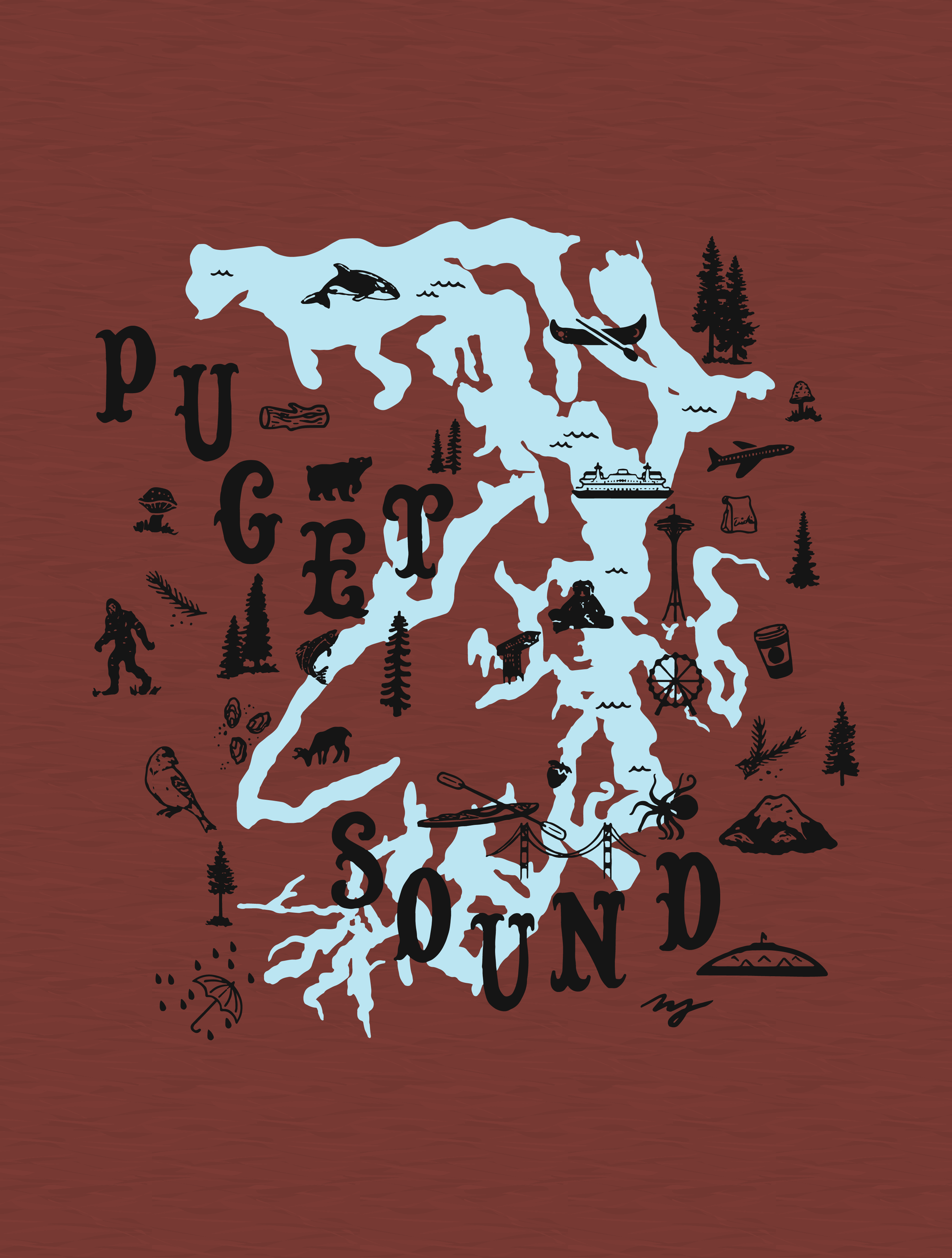 Puget Sound Map · Unisex T-Shirt