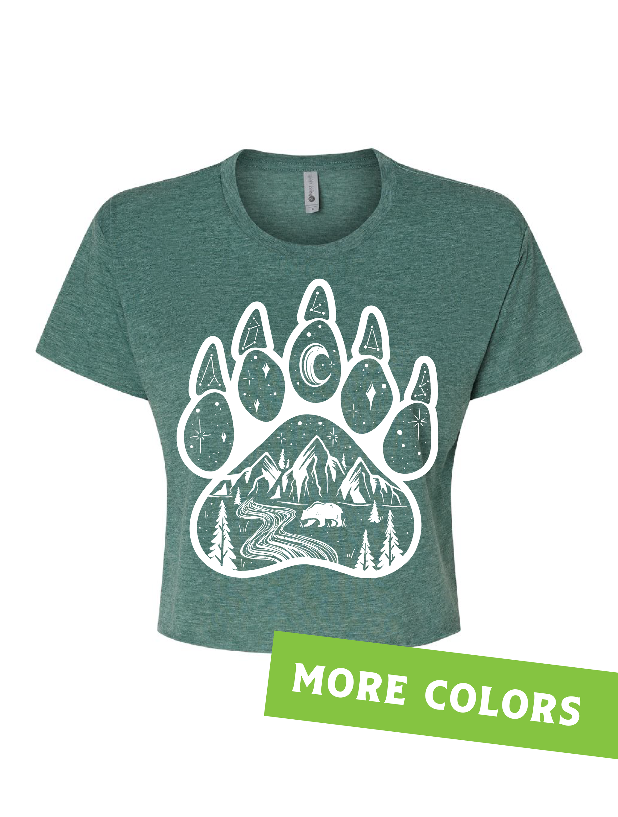 Bear Paw · White Ink · Cropped T-Shirt