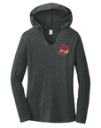 Heather black hoodie with red wolf and yellow sheep