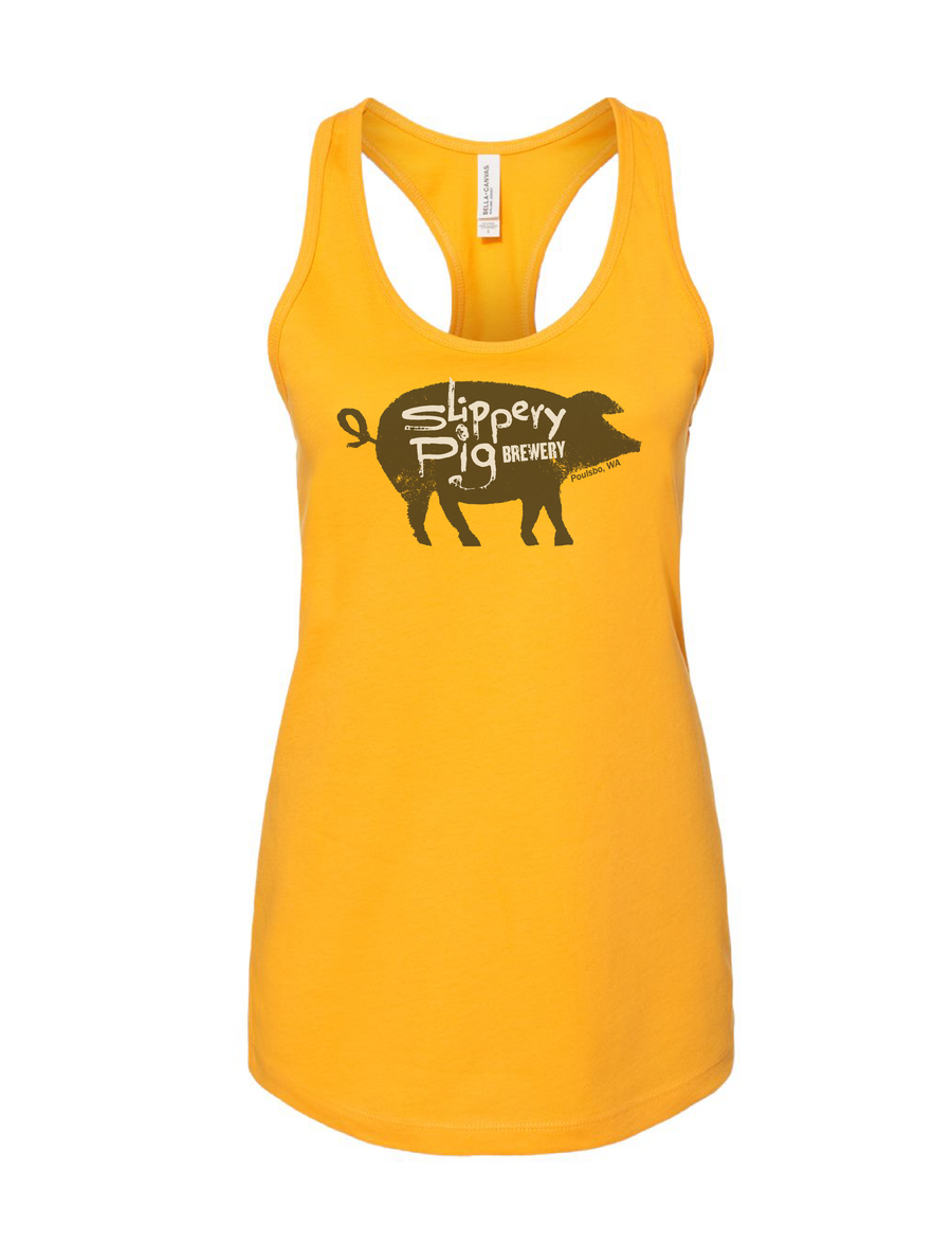 Slippery Pig · Golden Yellow Ladies Tank